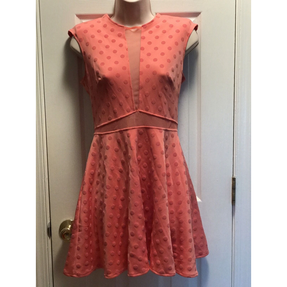 New $156 YOU Women's LF STORE Coral Padded Shoulders Zip Mini Cut OuT Dress M